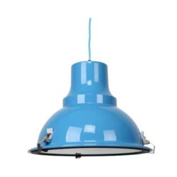 Aldous Industrial Classic Cord Drop Dome Pendant Light Lamp - Light Blue