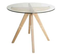 Amelia Collection Round Glass Dining Table - 90cm - Natural