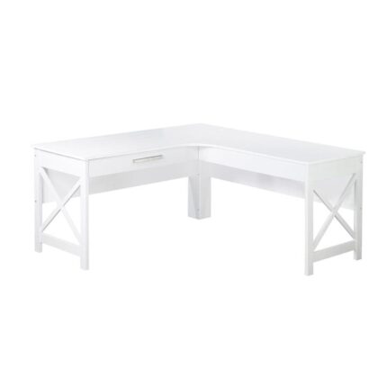Andy L-Shaped Office Computer Manage Executive Working Desk W/ Mobile Pedestal - Distressed White