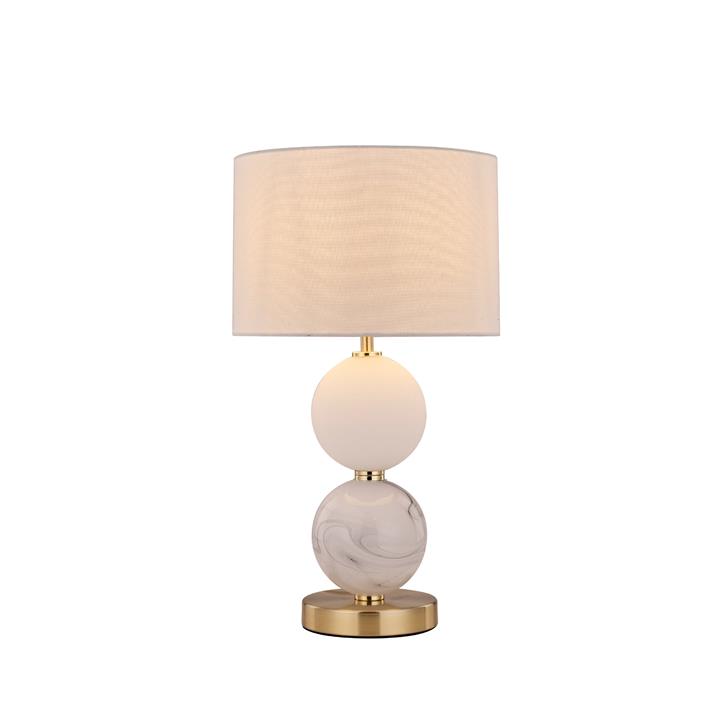 Angie Modern Fabric Shade Orbs Design Metal Table Lamp Light Brass