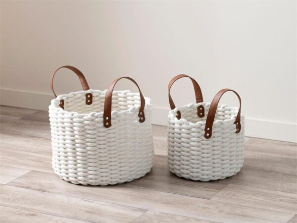 Ari Braided Basket with Handles - Set of 2 - Medium/Large - White