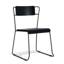Bavleen Dining Chair - Black Frame - Black Veneer Seat
