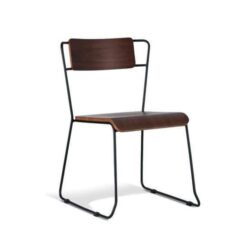 Bavleen Dining Chair - Black Frame - Walnut Veneer Seat