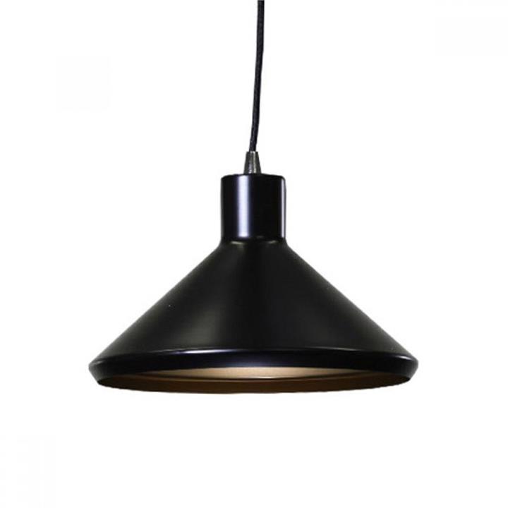 Benson Classic Metal Cone Cord Drop Pendant Light Lamp - Matte Black Gold Inside