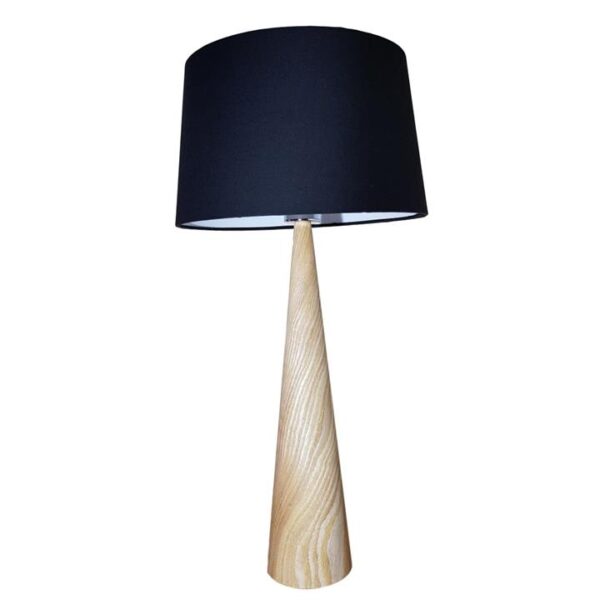 Biore Elegant Metal Body Classic Table Lamp Fabric Shade - Wood and Black Fabric