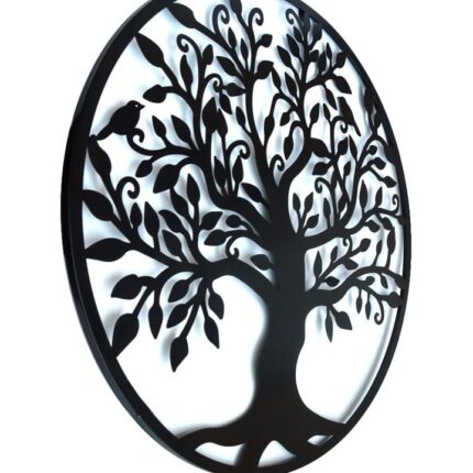 Black Tree of Life Wall Art Hanging Metal Iron Sculpture Garden 99cm