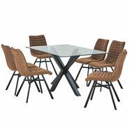 Blakely 6 Seater Dining Set With Darian Chairs Brown