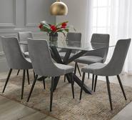 Blakely 6 Seater Dining Set With Lyon Chairs Grey