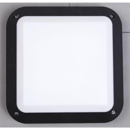 Boris Bulkhead Wall Light Lamp 12W Square Black 4000K