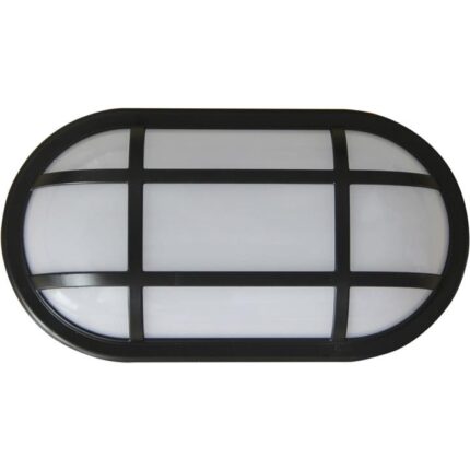 Boris Bulkhead Wall Light Lamp 20W 3000K W/ Optional Cage Oval Black