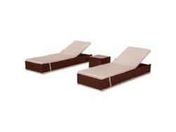 Borocay PE Wicker Outdoor Sunbed Package with Side Table,Brown