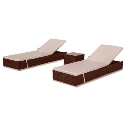 Borocay PE Wicker Outdoor Sunbed Package with Side Table,Brown
