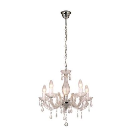 Bowie Elegant 5 Lights Acrylic Hanging Chandelier Lamp - Clear