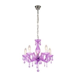 Bowie Elegant 5 Lights Acrylic Hanging Chandelier Lamp - Purple