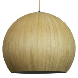 Calla Bold Rounder Dome Shape Metal Pendant Light Lamp - Wood Veneer