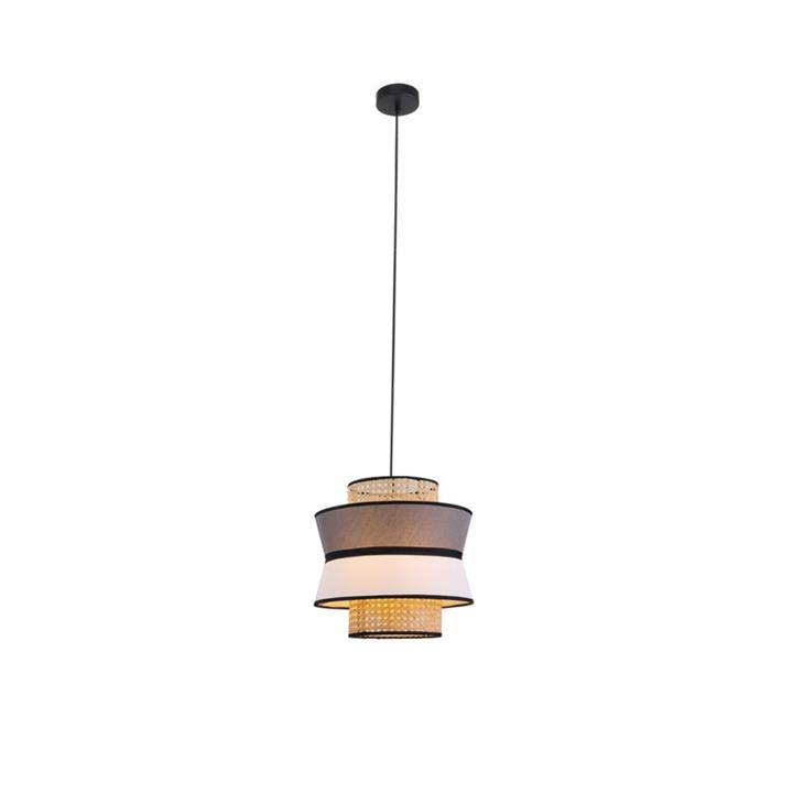 Capriccio Rattan Modern Elegant Pendant Lamp Ceiling Light - Grey & Natural