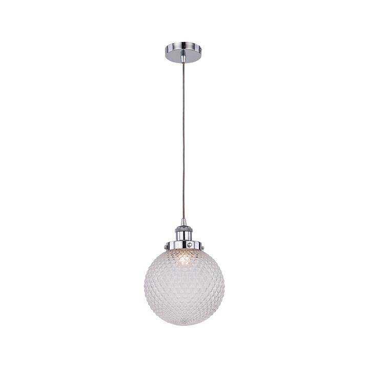 Carly Modern Glass Shade Pendant Lamp Light Large Chrome / Clear