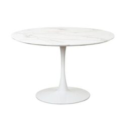 Cecil Round Dining Table Marble Effect 120cm - White Sevella