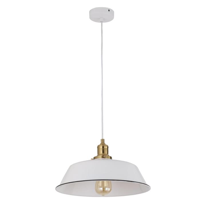 Cerem Classic Pendant Lamp Light Interior ES 40W White Angled Dome