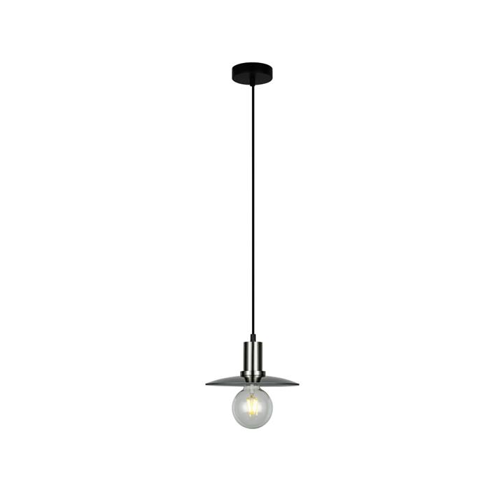 Chaps Pendant Lamp Light Interior ES Smoke Glass Coolie W/ Satin Chrome Highlight