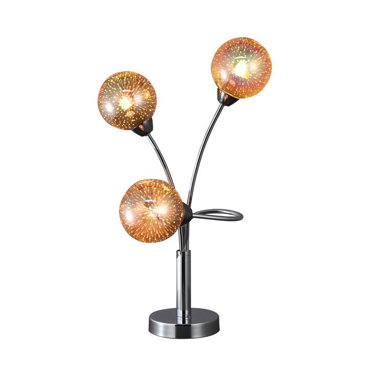 Clara 3-Sphere Lights Glass Shade Metal Table Lamp Light Chrome