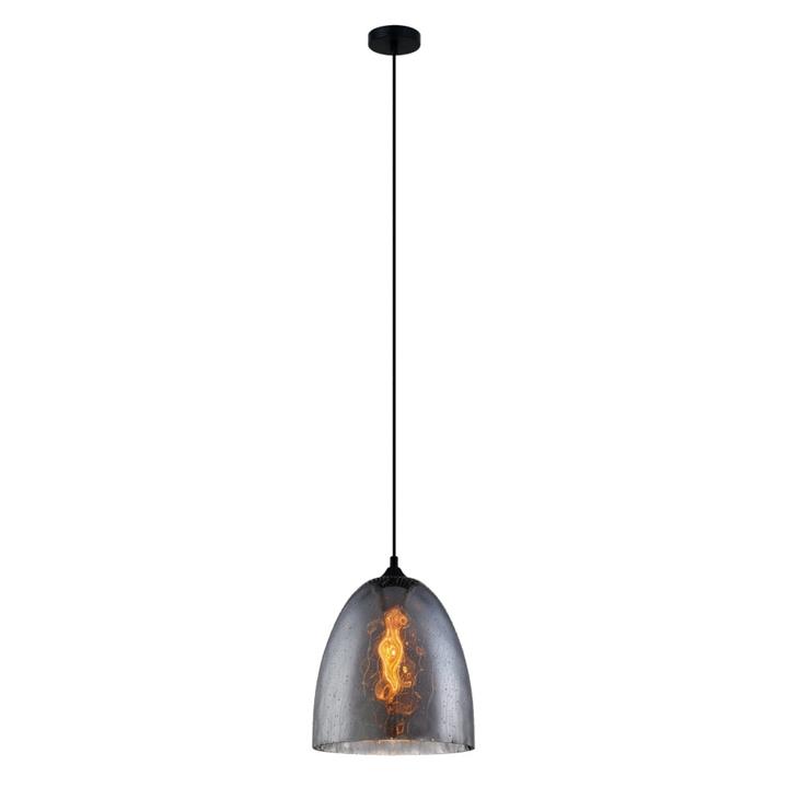 Clea Pendant Lamp Light Interior ES Smoke Glass Ellipse W/ Raindrop Black