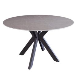 Cleo Round Modern Ceramic Kitchen Dining Table 120cm - Bulgarian Grey