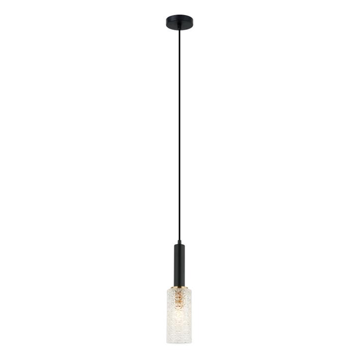 Cole Modern Classic Pendant Lamp Light Interior SES Cut Glass Oblong W/ Matte Black/Brass