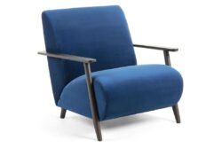 Como Marthan Lounge Chair - Armchair In Wenge - Fabric Dark Blue