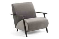 Como Marthan Lounge Chair - Armchair In Wenge - Fabric Grey
