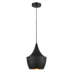 Cove Modern Elegant Pendant Lamp Light Interior ES Angled Bell Black