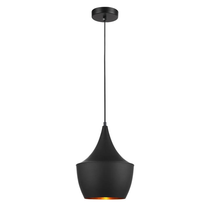 Cove Modern Elegant Pendant Lamp Light Interior ES Angled Bell Black