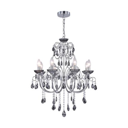 Davie Clasic Hanging Chandelier Lamp Light Chrome Smoke Large