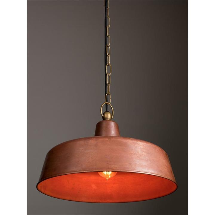 Dex Rustic Pendant Lamp Light Interior ES Aged Copper Angled Dome