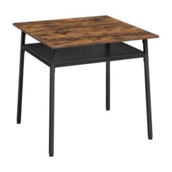Dining Table with Storage Compartment Rustic Brown Vasagle