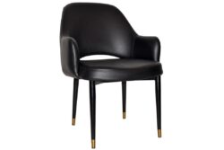 EZ Hospitality Cubb Waiting Room Office Chair - XL 4-Leg Metal Frame - Black Brass - Vinyl Black