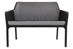 EZ Hospitality Net Outdoor Lounge Chair - Bench With Light Grey Pad - Black