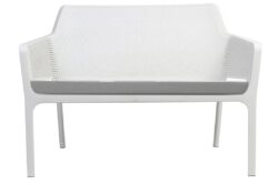 EZ Hospitality Net Outdoor Lounge Chair - Bench With Light Grey Pad - White