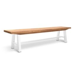 Ellis Outdoor Wooden Bench - Natural Top and White Legs by Interior Secrets - AfterPay Available