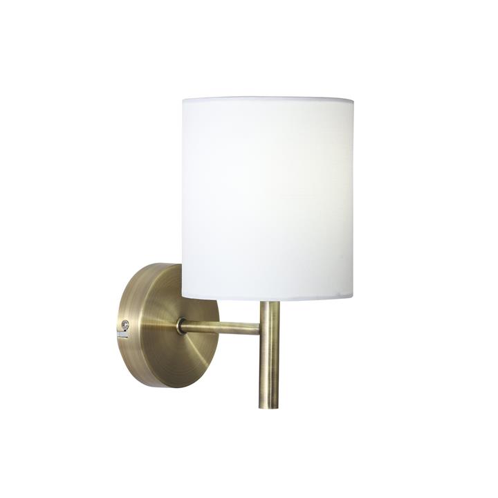 Emily Modern Linen Shade Metal Fixture Wall Lamp Light Antique Brass / White