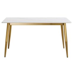 Eniko Rectangular Sintered Stone Dining Table 130cm - Gold & White