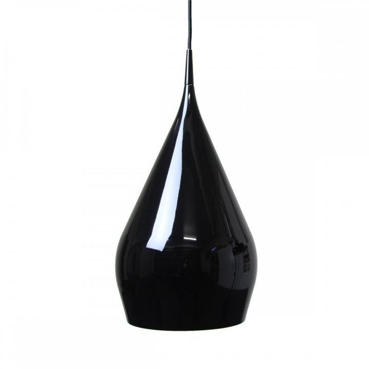 Erissa Modern Classic Sleek Contour Wine Glass Metal Pendant Light Lamp - Glossy Black