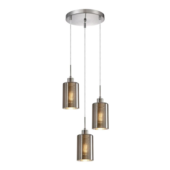 Esme Modern Elegant Pendant Lamp Light Interior ESx3 Chrome Glass Oblong Round Base