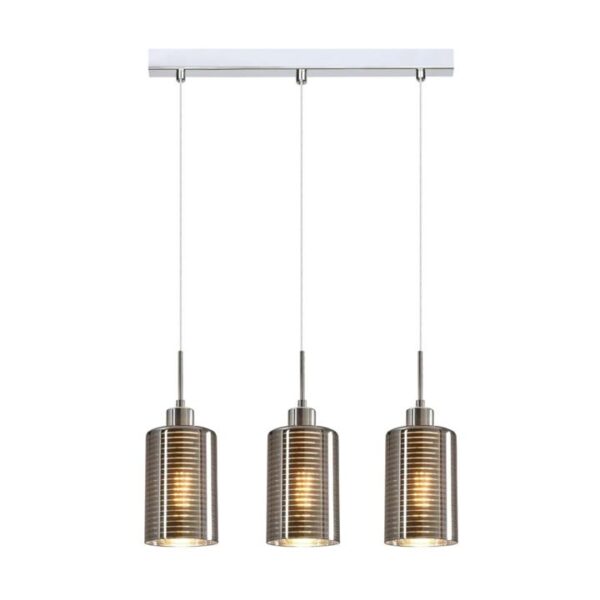 Esme Modern Elegant Pendant Lamp Light Interior ESx3 Chrome Glass Oblong Square Base