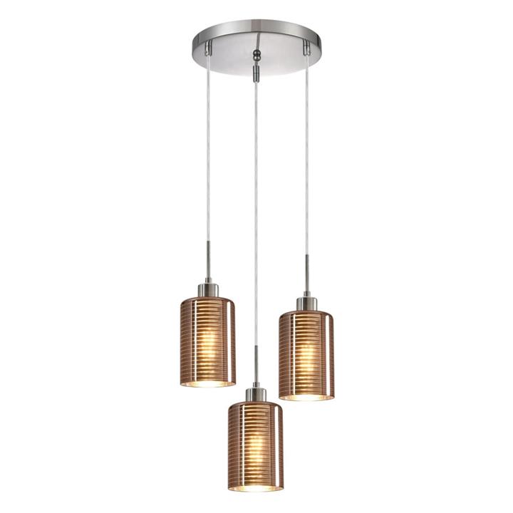 Esme Modern Elegant Pendant Lamp Light Interior ESx3 Copper Glass Oblong Round Base