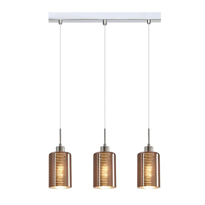 Esme Modern Elegant Pendant Lamp Light Interior ESx3 Copper Glass Oblong Square Base