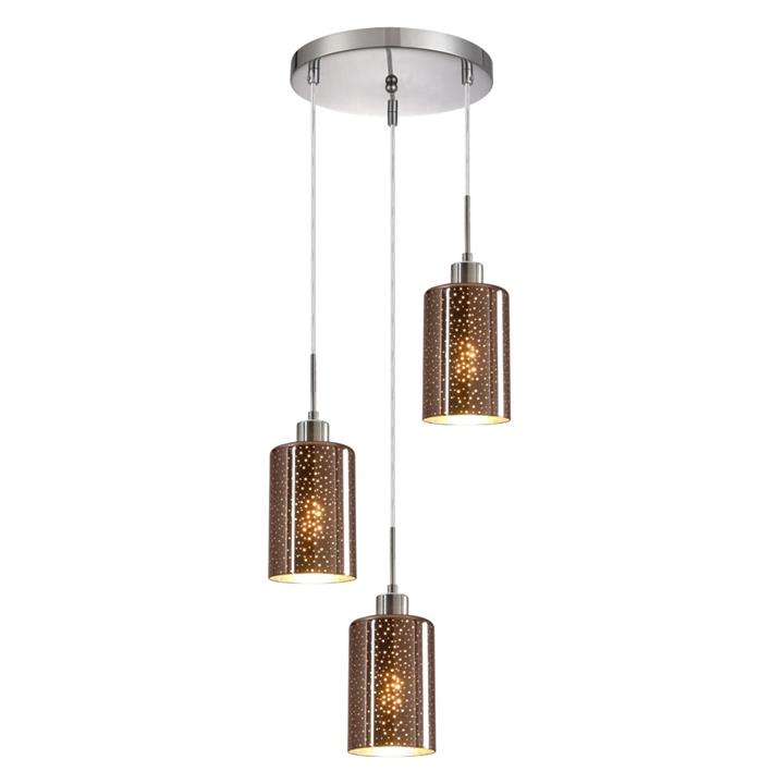 Esme Modern Elegant Pendant Lamp Light Interior ESx3 Copper Glass with Dotted Effect Round Base