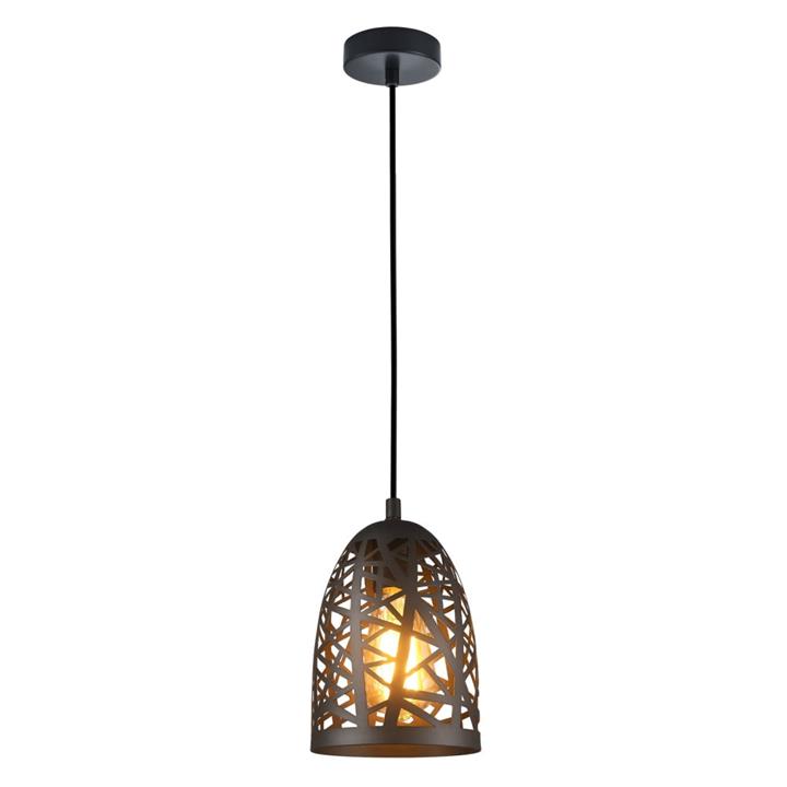 Essa Modern Pendant Lamp Light Interior ES Black Iron Cage Ellipse