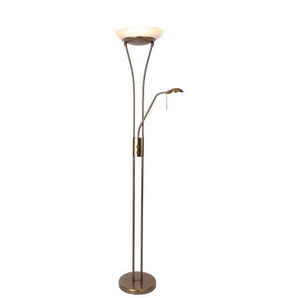Fareeda Mother & Child LED Standing Floor Lamp Metal Base Glass Shade - Antique Brass