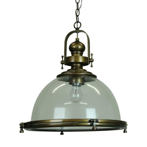 Gandara Classic Pendant Light Lamp industrial Bell Shape Chain Cord 120cm - Clear Antique Brass